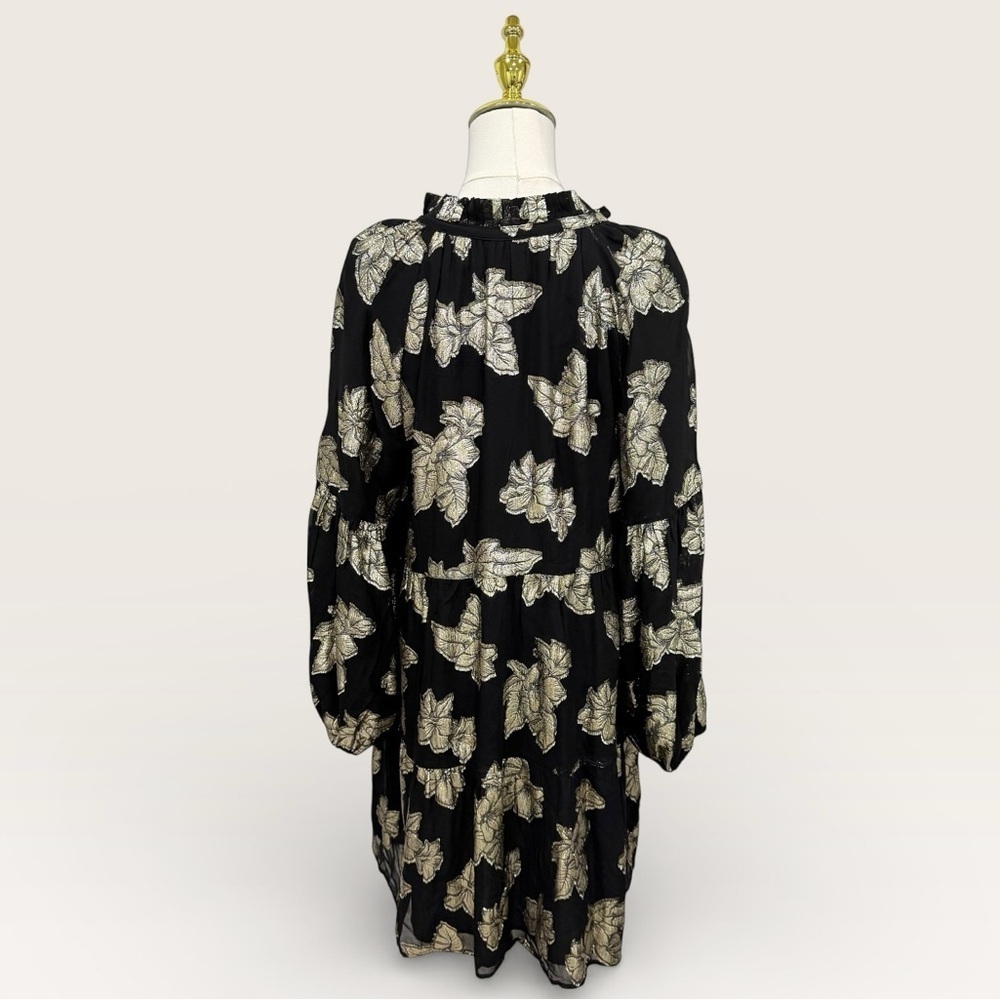 Tommy Bahama Shimmering Shores Long Sleeve Tiered Shift Dress Black Gold NWT - Picture 8 of 16